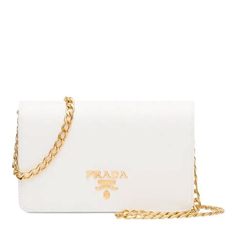 prada white gold chain purse|Prada nylon white bag.